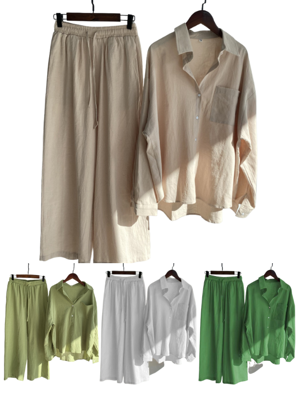 Women's 2-piece Oversize Cotton and Linen Shirt - Shopslift